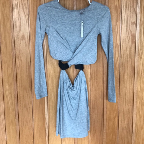 ASOS Petite Bodycon Cut-out Grey Dress - Picture 1 of 2